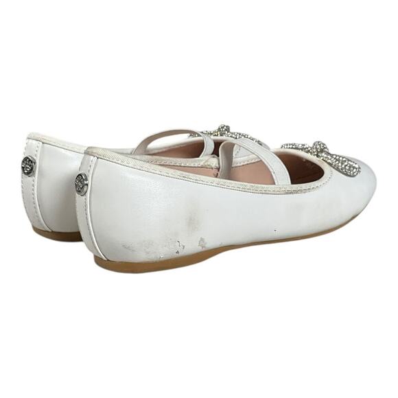 NINA Big Kids Size 12 White Silver Bow Mary Jane Dress Shoe Used Dress Up - Picture 3 of 8